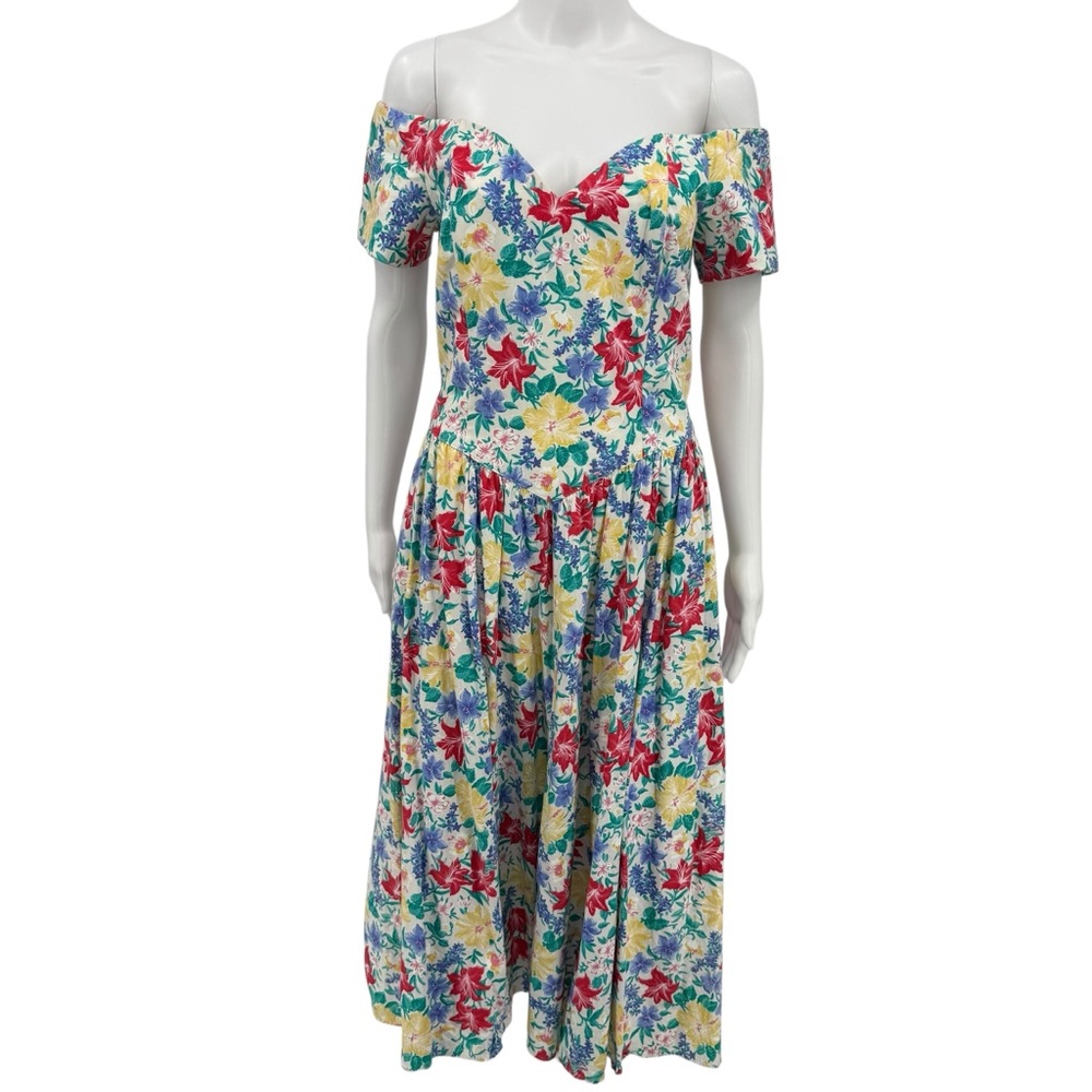 80s All That Jazz Off the Shoulder Maxi Dress L
